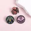 Set de Insignias Creativas de Murciélago, Rosa Rosa y Morado Luna Creciente Murciélago Floral Tres Estilos Pines Personalizados Fábrica al por Mayor