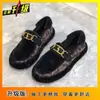 Zapatos de Mujer de Moda con Diseño de Nicho, Mocasines Planos de Felpa, Zapatos Versátiles de Algodón con Felpa para Mujer, Nueva Colección Otoño e Invierno 2025