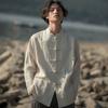 Nova camisa de terno estilo chinês Tang, camisa da moda masculina, primavera e outono, retrô, estilo chinês, linho, algodão, túnica, terno, camisa, jaqueta