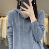 Capuz com fivela simples cor sólida lã penteada feminina estilo coreano base solto modelador primavera novo moletom de tricô