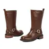 Botas de Invierno y Otoño Transfronterizas de Media Caña para Mujer Punta Redonda Sin Cordones Versátiles Talla Grande Botas de Mujer Venta al por Mayor Botas Tipo Calcetín Ligeras de Tacón Medio Botas de Montar