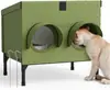 Casa de alimentación para gatos de invierno transfronteriza con soporte, Casa de alimentación para gatos para exteriores, Cobertizo cálido a prueba de lluvia e impermeable, Refugio de lluvia para exteriores