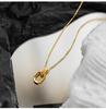 Collar de Acero de Titanio con Colgante Geométrico de Doble Aro para Mujer, Diseño de Nicho de Lujo Ligero de Alta Gama, Cadena de Cuello Versátil, Cadena para Clavícula que No se Desvanece