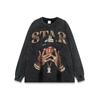 Camiseta de Manga Curta Estampada Retro Hip Hop Transfronteiriço Marca Americana High Street Moda Casual Solta Camiseta de Manga Curta para Casal Masculina e Feminina