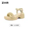 Sandalias de Suela Gruesa Estilo Francés Zhr para Mujer 2026 Nuevo Modelo de Verano Uso al Aire Libre Estilo Hada Elegantes Versátiles Sandalias de Una Correa