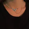 Estilo Tribunal Retro Francês Elegante Borboleta com Franja de Cristal Corrente para Clavícula Gargantilha de Verão Acessórios para Roupas
