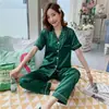 Comércio exterior transfronteiriço cetim seda stretch pijama manga curta shorts verão gelo seda pijama pode ser usado