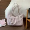 Bolsa tote de bolinhas nicho coreana nova bolsa de grande capacidade para estudantes universitárias para aula e deslocamento bolsa de ombro bolsa de mão