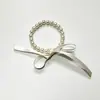 Novo colar de fita transfronteiriço europeu e americano pulseira de veludo francesa vintage pérola corrente de clavícula laço colar