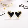 Pendientes de Corazón Negro con Diamantes para Mujer, Frescos y Dulces, Diseño Sencillo de Nicho, Pendientes de Exquisito Temperamento de Alta Gama