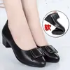 Zapatos de tacón bajo para mujer, nueva colección otoño 2026, suela plana, negros, piel suave, cómodos para mujeres de mediana edad, zapatos elegantes para mujer