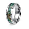 Anel Masculino Amazon Europeu e Americano Transfronteiriço 8mm Aço Inoxidável Joia Masculina Incrustado com Abalone de Imitação e Pulseiras de Concha