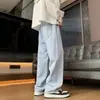 Atacado transfronteiriço de jeans novos estilo high street americano para primavera/verão, corte reto solto, para homens, do Sudeste Asiático