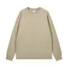 Camiseta de Algodón Grueso con Cuello Redondo, Hilo, Manga Larga, Abertura, Color Sólido, Ajuste Holgado para Hombre y Mujer, Versátil, 230g