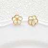 Brincos de pérolas com retenção de cor forte banhado a ouro 18k, brincos em forma de flor, joias artesanais faça você mesmo, brincos de pino s925, acessórios para brincos