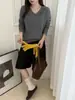 Em estoque: Suéter feminino 100% lã de iaque pura, novo outono/inverno, gola V, caimento solto, top de malha versátil, perfeito para usar em camadas, de Puyuan