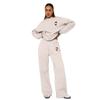 211468 -1 Otoño e Invierno Nuevo Estilo Personalizado Europeo y Americano Color Puro Cuello Redondo Manga Larga Sudadera Moda Femenina Traje Casual de Pantalón