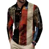 Camisa polo masculina casual com estampa, manga longa, importada, digital, cor bloco Amazon, moda masculina