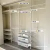 Armario Metálico de Piso a Techo Vestidor Abierto de Piso Armario de Pie Combinación Perchero de Ropa Estante de Almacenamiento Ensamblaje