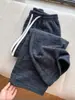 Pantalones de pierna ancha, texturizados, forrados de polar, cálidos, con cordón para mujer, estilo nuevo, pantalones de chándal engrosados, casual y deportivo