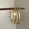 Nuevo brazalete abierto de estrella de cinco puntas vintage europeo y americano, diseño de nicho, joyería de moda única y a la moda al por mayor