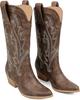 Botas de Cowboy Femininas de Cano Médio Botas de Bico Fino Botas de Cowgirl Ocidentais Bordadas Salto Grosso Botas Tamanho Grande