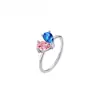 Anillo Minimalista para Mujer Estilo Europeo y Americano de Moda para el Día de San Valentín, Doble Lágrima Piedra de Nacimiento, Personalizado a Juego con Piedra de Nacimiento de Diciembre