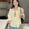 Camisa de proteção solar fina de manga longa estilo coreano com design de cachorrinho bordado para mulheres, coleção de verão 2026, de alta qualidade, rejuvenescedor, top versátil