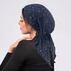 Pañuelo para la cabeza con lentejuelas de venta caliente transfronterizo europeo y americano, Gorro para quimioterapia, Pañuelo para la cabeza de color sólido curvo, Pañuelo para la cabeza multicolor con dos colas largas