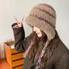 Outono e inverno pelúcia proteção auricular boné estilo coreano ciclismo rosto-mostrando pequeno versátil tiras malha pulôver chapéu quente lã chapéu