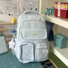 Mochila de encaje con lunares blanco lechoso estilo japonés, fresca y dulce para chicas jóvenes de secundaria y preparatoria