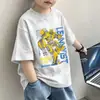Camiseta de Manga Corta para Niños Verano 2026 Nuevo Estilo para Niños Mayores, Top Delgado de Dibujos Animados Fresco y Moderno para Niños