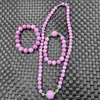 Contas Redondas Jade Violeta Pulseira de Jade Roxa 8mm Pingente de Colar Pulseira Roxa Conjunto de Duas Peças Atacado