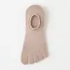 Calcetines Cortos de Malla Hueca Transpirables de Algodón Puro Antiolor para Mujer, Verano, Simples Versátiles de Cinco Dedos