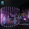 Proyecto especial de instalación transfronteriza de comercio exterior, fuente ligera de forma especial para plaza seca, combinación de piscina, fuente interactiva