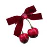 Accesorios para el Cabello Transfronterizos Pinza de Pato Pinza para el Cabello con Lazo de Terciopelo Rojo Cereza Pinza Lateral Pinza para el Flequillo Adornos para el Cabello
