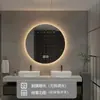 Espelho de Banheiro Inteligente Redondo Sensível ao Toque Transfronteiriço Escandinavo Espelho de Banheiro LED Luminoso Anti-Nevoeiro Montado na Parede Espelho de Maquiagem
