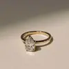 Anel Lodi Fronteiriço Hot Pera Diamante de Alto Carbono Feminino Moda Europeia e Americana Luxo Leve Flor de Gelo Cortada Anel de Zircônia