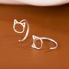 Ganchos Huecos de Plata Pura S999 con Forma de Oreja de Gato, Diseño de Nicho de Lujo Ligero y de Gama Alta, Pendientes Aptos para Dormir, Joyería al por Mayor