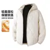 Nueva Chaqueta de Algodón Acolchada de Diamantes con Capucha para Hombre, Azul Oscuro, Engrosada, Bloqueo de Temperatura, Ropa Exterior de Protección contra el Frío, Múltiples Colores, Dropshipping