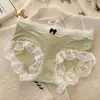 Estilo Retro Francés Encaje Puro con Ribete Calado Bragas para Mujer Bragas de Seda Helada Entrepierna de Algodón Puro Lazo Calzoncillos para Niña