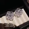 Pendientes de Flor de Hada Esmeralda Flores Ricas y Nobles Encantadores Pendientes de Zirconia Rosa y Perla Combinación