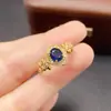 Anillo de Zafiro Natural Transfronterizo de Amazon Plata S925 Piedra Principal 5*6 Joyería de Lujo Venta Directa de Fábrica