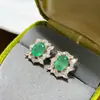 Brincos de Esmeralda Naturais Populares Prata S925 Feminino Pedra Principal 6X8Mm Venda Quente Atravessando Fronteiras Dropshipping,
