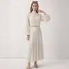 Conjunto de dos piezas para mujer estilo europeo y americano, conjunto casual de camisa de manga larga y falda de lunares, atuendo casual elegante