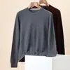 Suéter Hengyuanxiang 100% Lana Pura para Hombre Otoño e Invierno 2025 Nuevo Suéter de Color Sólido con Cuello Redondo Camiseta Interior para Hombre