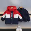 Chaqueta para Niños 8933 Nuevo Estilo Otoño e Invierno para Niños Pequeños y Medianos, Ropa Tres en Uno de Forro Polar, Chaqueta de Algodón con Bloques de Color para Bebé a la Moda