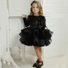 Vestido Negro de Dama de Honor con Lentejuelas Nuevo Estilo 2025 para Niñas Pequeñas, Lindo Vestido de Princesa Navideña para Fiestas de Cumpleaños Infantiles