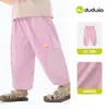 Pantalones de niña Dudu para otoño, pantalones curvados para bebé niña, pantalones casuales de otoño para niñas, pantalones cropped para bebé, ropa infantil amigable con la piel