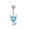 Nuevo Comercio Exterior Europeo y Americano Sexy Pequeño Diablo Uña del Ombligo Incrustada con Diamantes y Brillante Corazón de Discoteca Zirconia Anillo del Ombligo Sexy